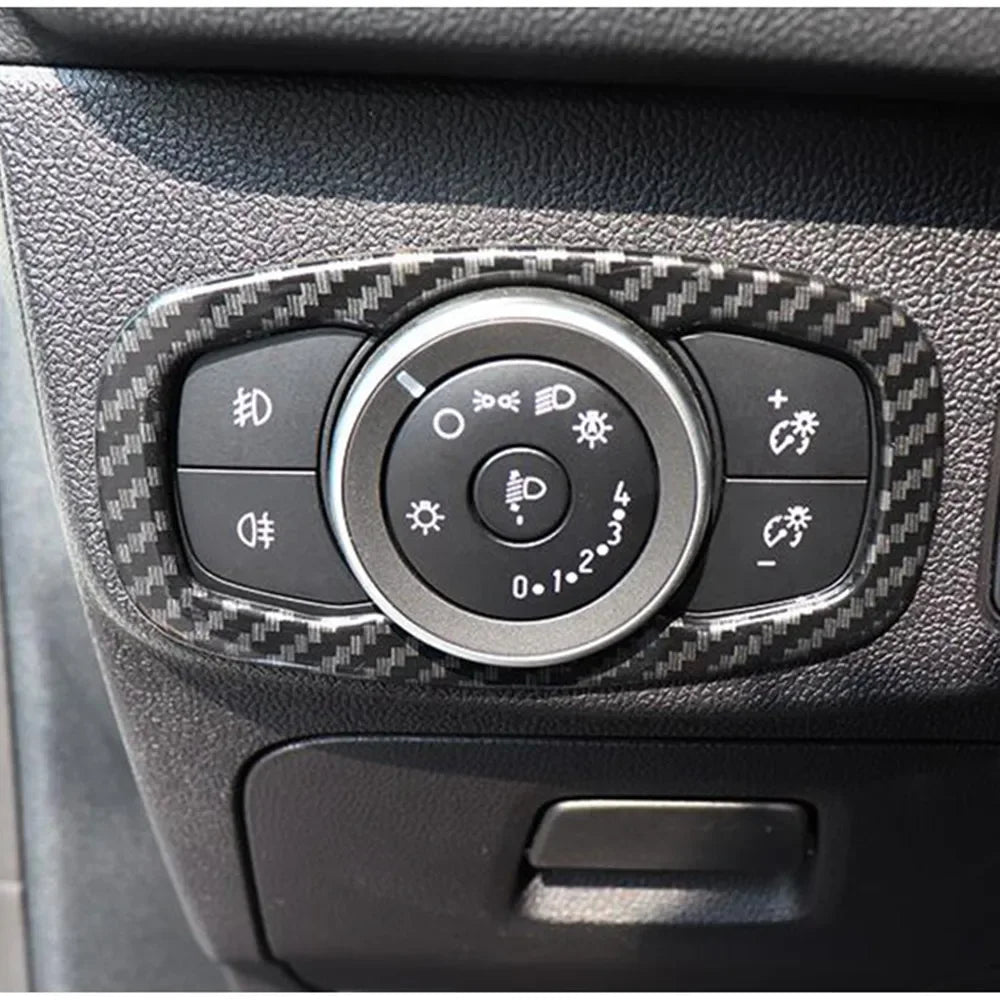 Carbon Fibre Effect Headlight Switch Surround for Ford Fiesta MK8, Focus MK4, Puma MK2