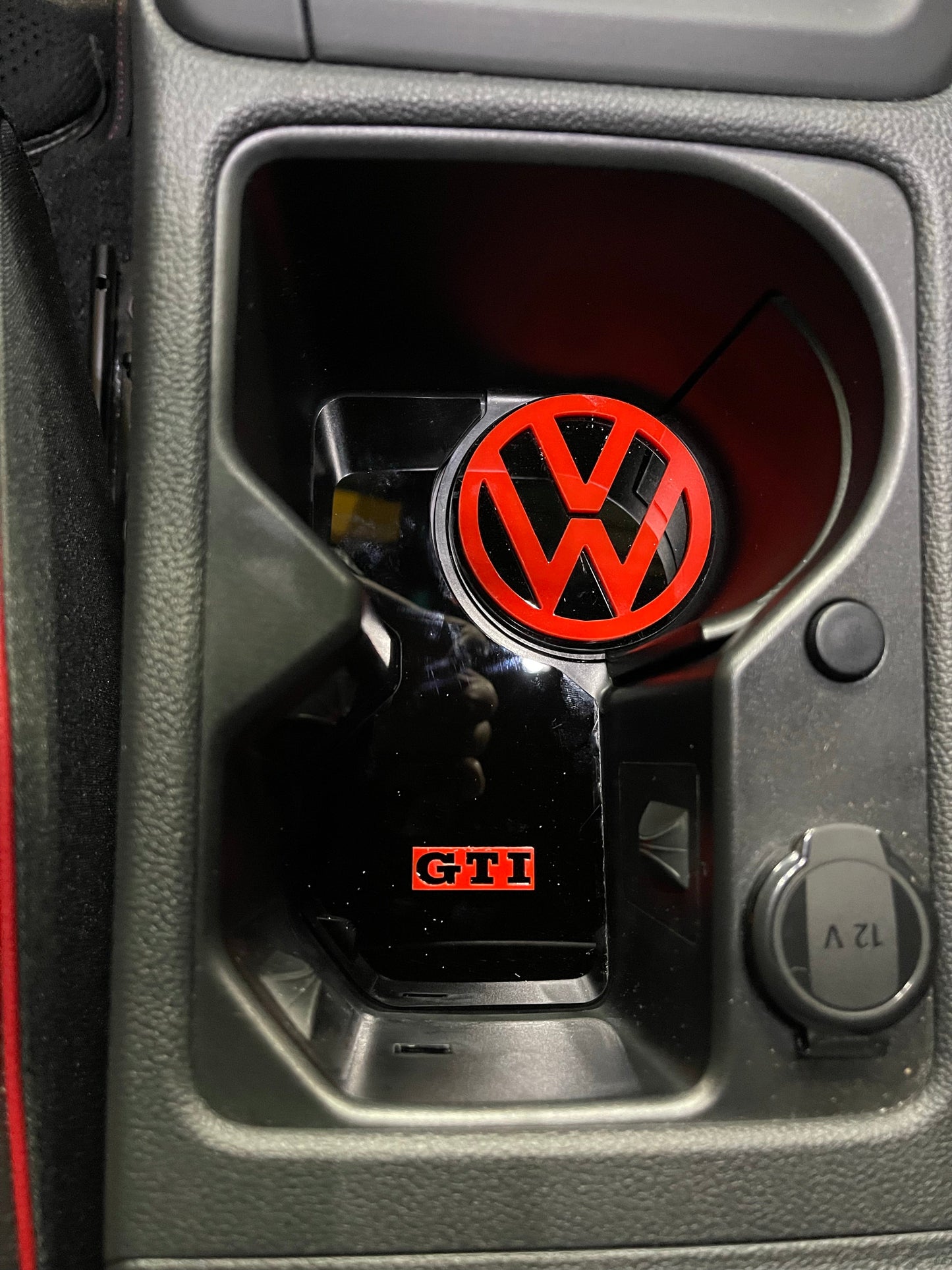 VW Golf MK8 - Cup Holder Inserts With Logo - Car Enhancements UK